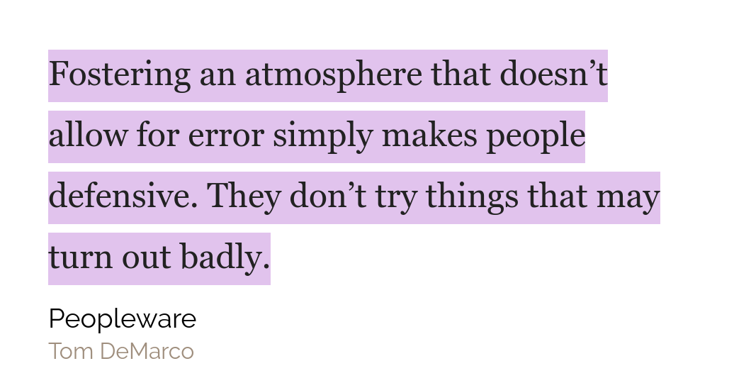 Peopleware Quote about failure